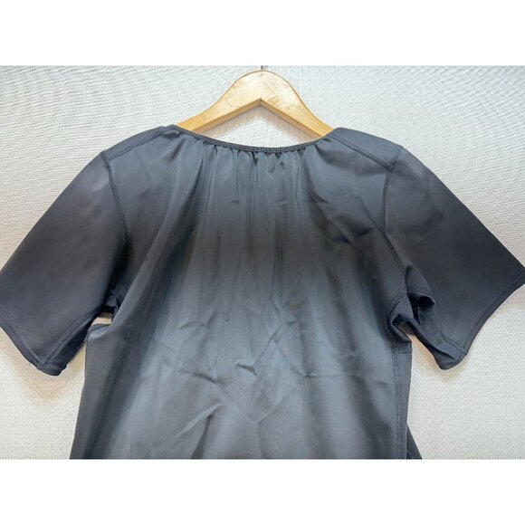 Womens Sauna Thermal Top Shapewear Plus Size 4xl Black Front Zip Short Sleeves - Picture 9 of 9
